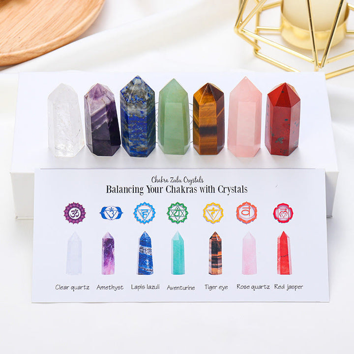 Olivenorma Chakra Pietra grezza Decorazione Set Bacchette di Cristallo