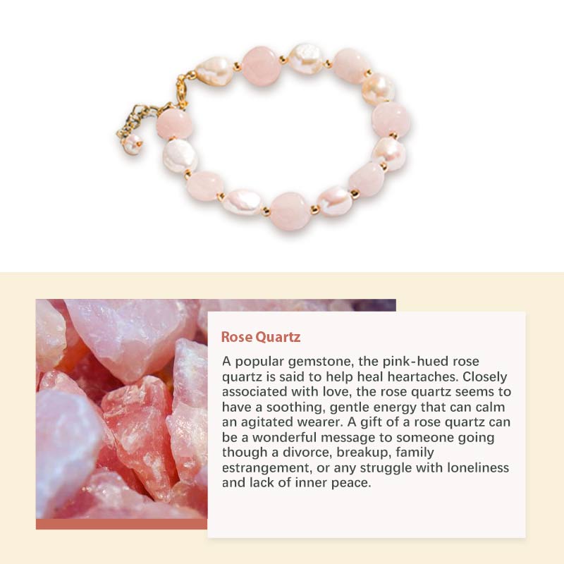 Bracciale di perle di cristallo naturale e pietre preziose 