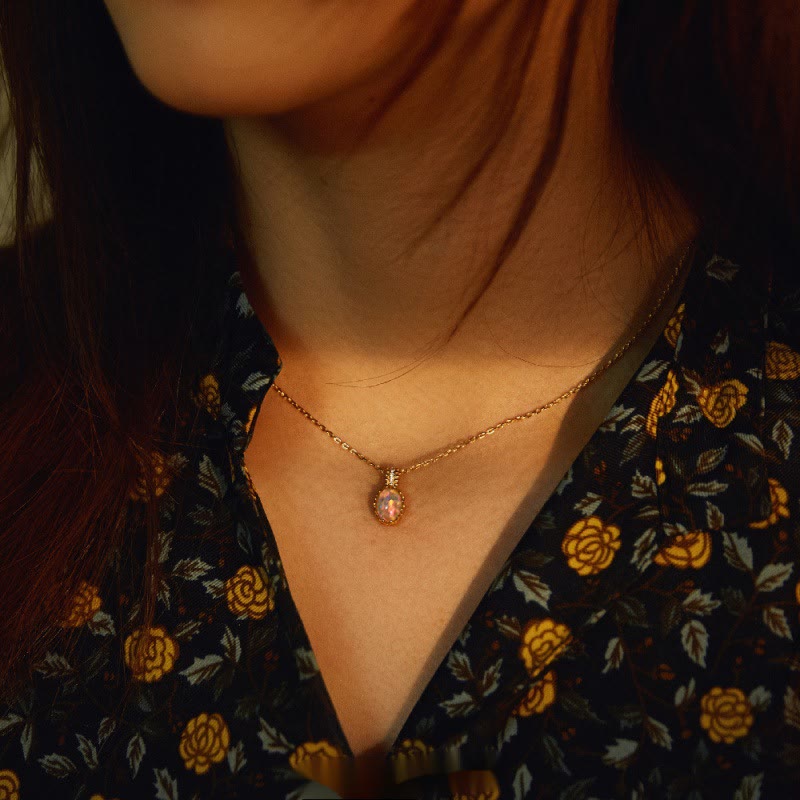 Collana con anello dorato giallo opale Olivenorma
