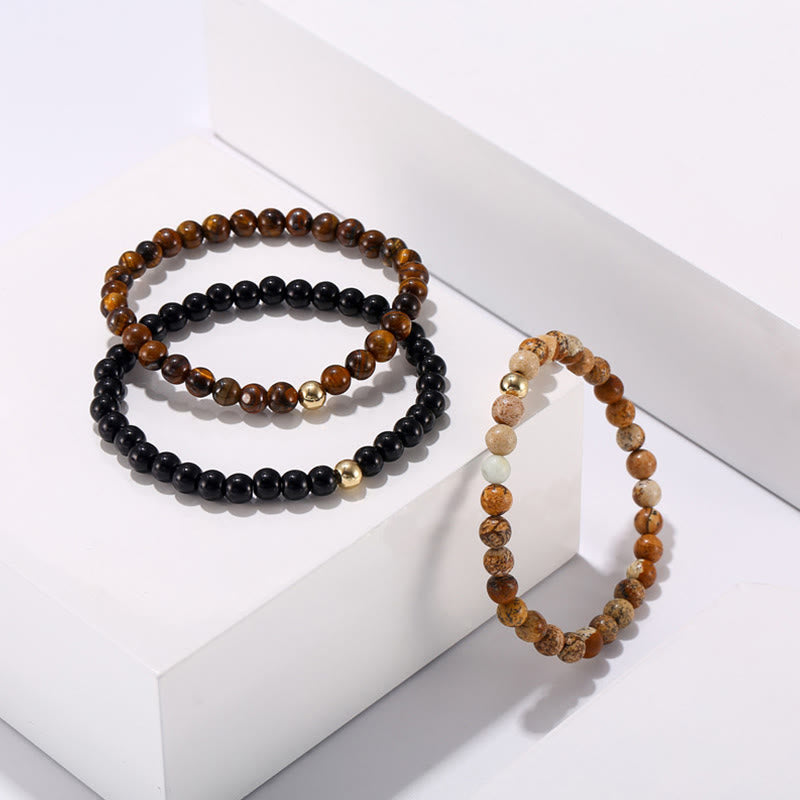 Olivenorma 6mm Onice e Occhio di Tigre Pietra Accessori Bracciale Perline