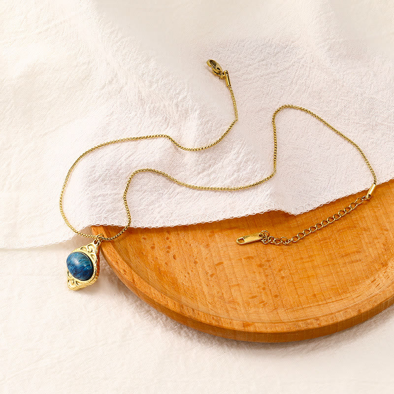 Collana con ciondolo intarsiato in pizzo retrò in pietra naturale Olivenorma Palace