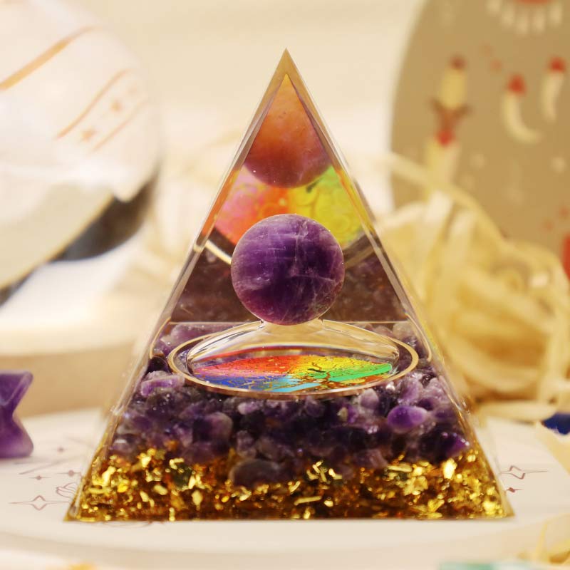 Piramide di orgone dell'albero della vita di ametista Olivenorma