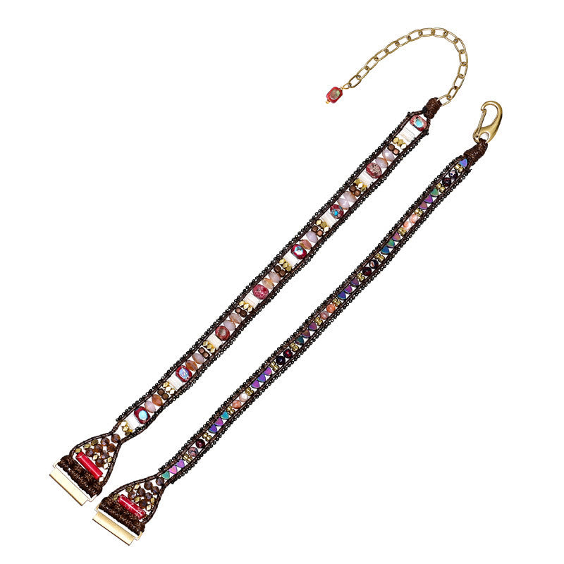 Bracciale intrecciato marrone con perline di cristallo Olivenorma Samsung 