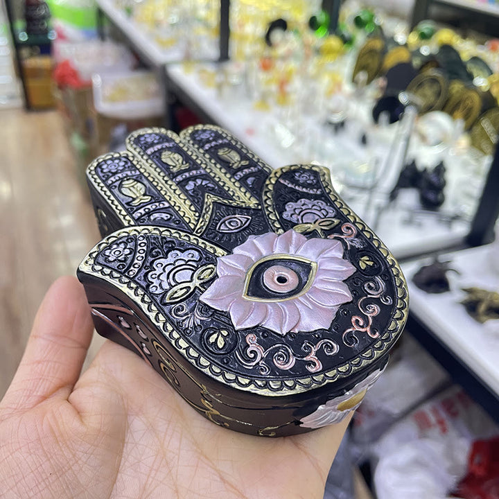 Olivenorma dipinto a mano malocchio Hamsa Box Ornamet Decoration