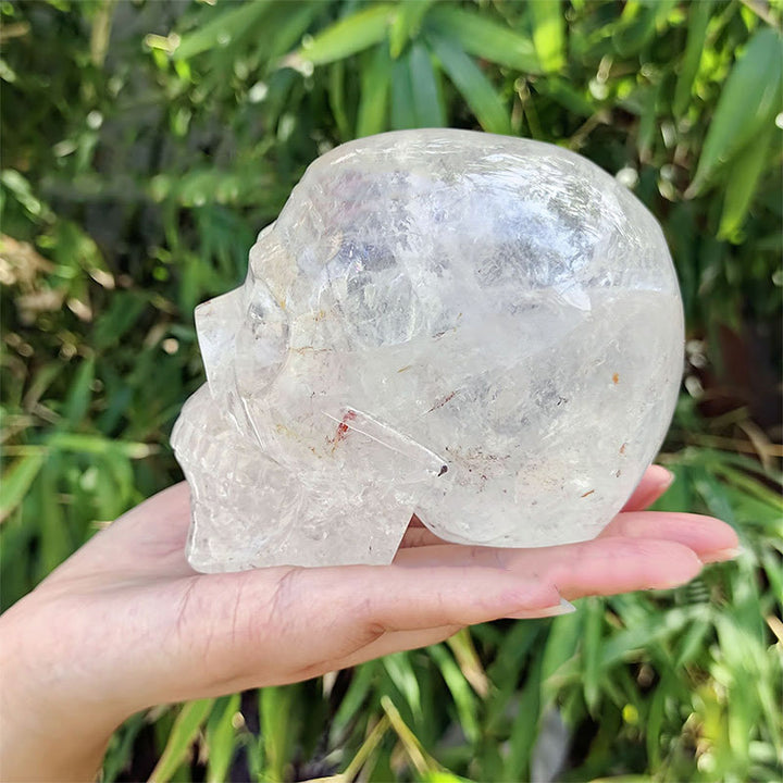 Olivenorma 10cm Decorazione in pietra preziosa di cristallo trasparente naturale Teschio di cristallo 