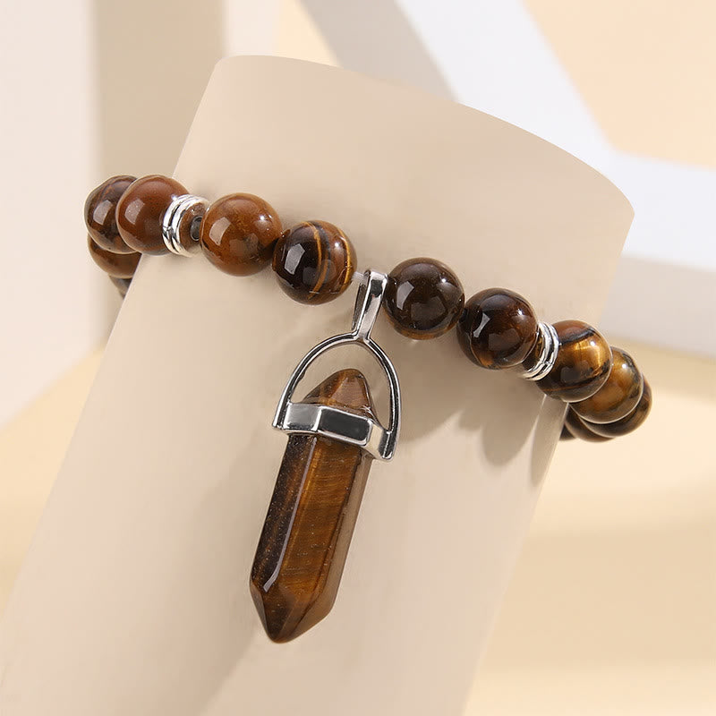 Olivenorma Bracciale con ciondolo a prisma esagonale in cristallo con perline da 8 mm