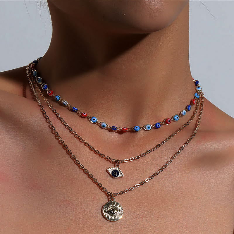 Collana multistrato con occhio malvagio in resina epossidica Olivenorma 