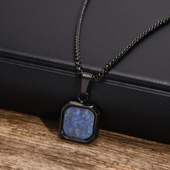 Olivenorma Collana con ciondolo quadrato da uomo con catena lunga per maglione 
