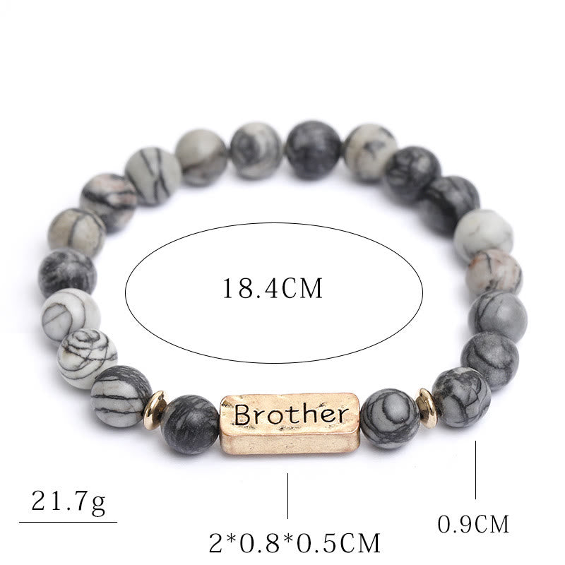 Bracciale con incisione Brother in pietra preziosa naturale Olivenorma