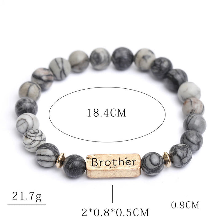 Bracciale con incisione Brother in pietra preziosa naturale Olivenorma