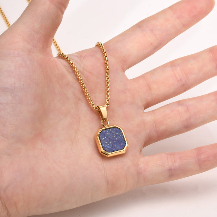 Olivenorma Collana con ciondolo quadrato da uomo con catena lunga per maglione 
