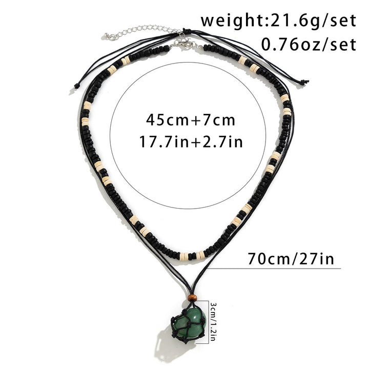 Olivenorma Ossidiana Albero della Vita Collana con Ciondolo Malocchio Set 