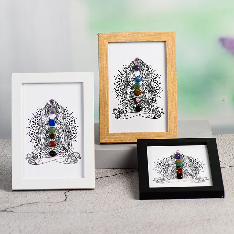 Olivenorma Yoga Meditazione Postura Chakra Pietra Cornice Foto Decorazione 