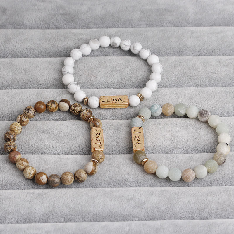 Bracciale con potente incisione Love Natural Gemstone Olivenorma
