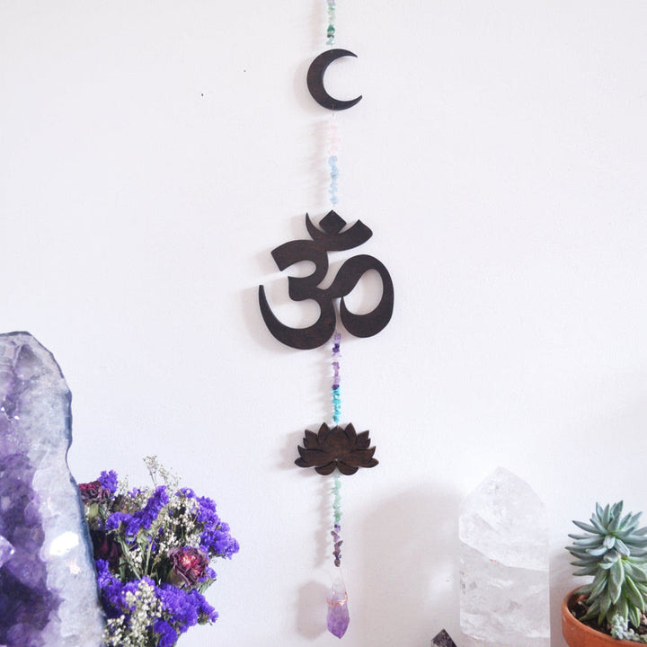 Decorazione da parete Olivenorma Rainbow Gemstone Lotus OM Moon