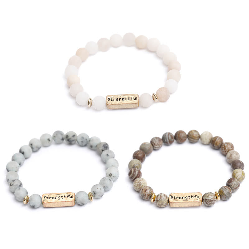 Bracciale con incisione resistente in pietra preziosa naturale Olivenorma
