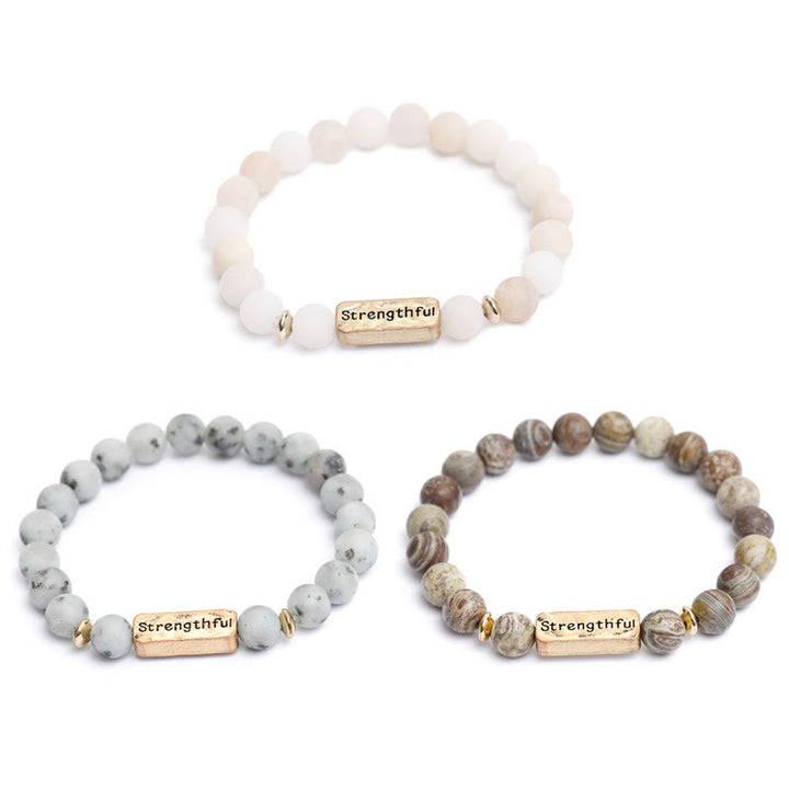 Bracciale con incisione resistente in pietra preziosa naturale Olivenorma
