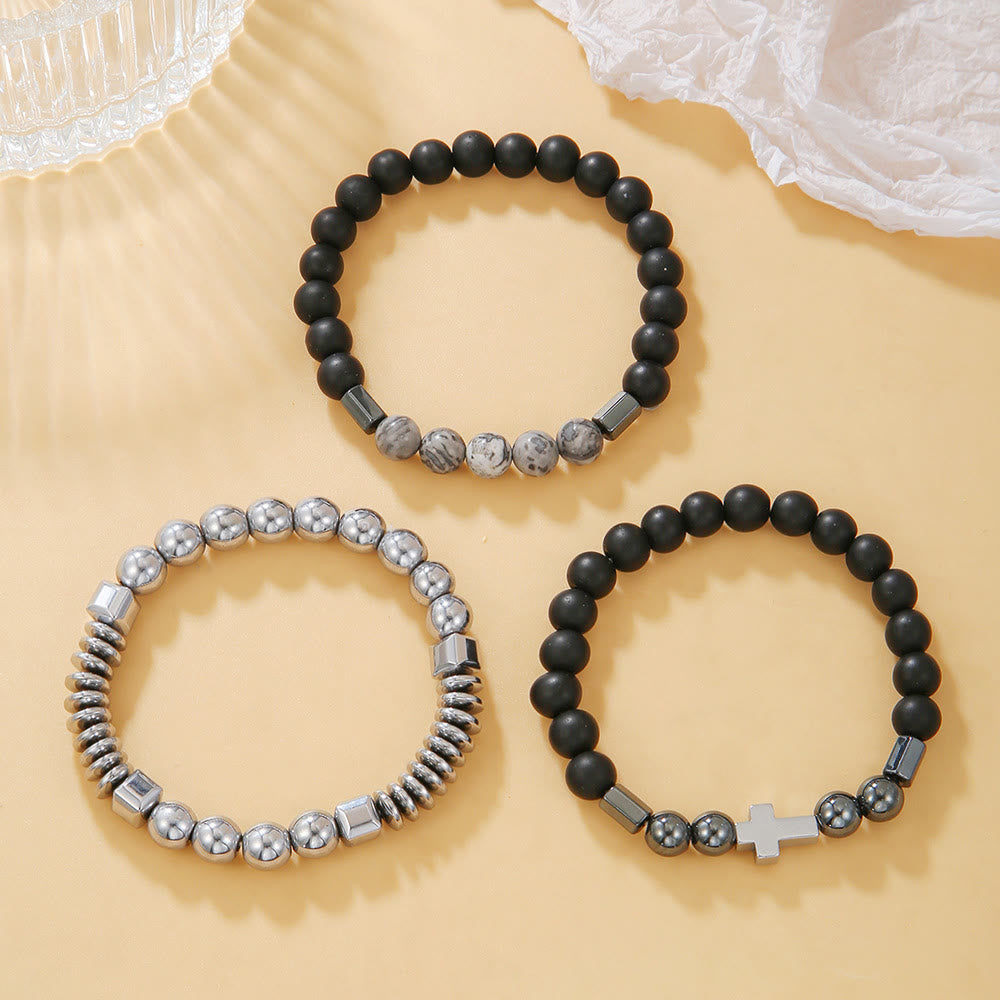 Bracciale da uomo con set di pietre preziose impilabili Olivenorma