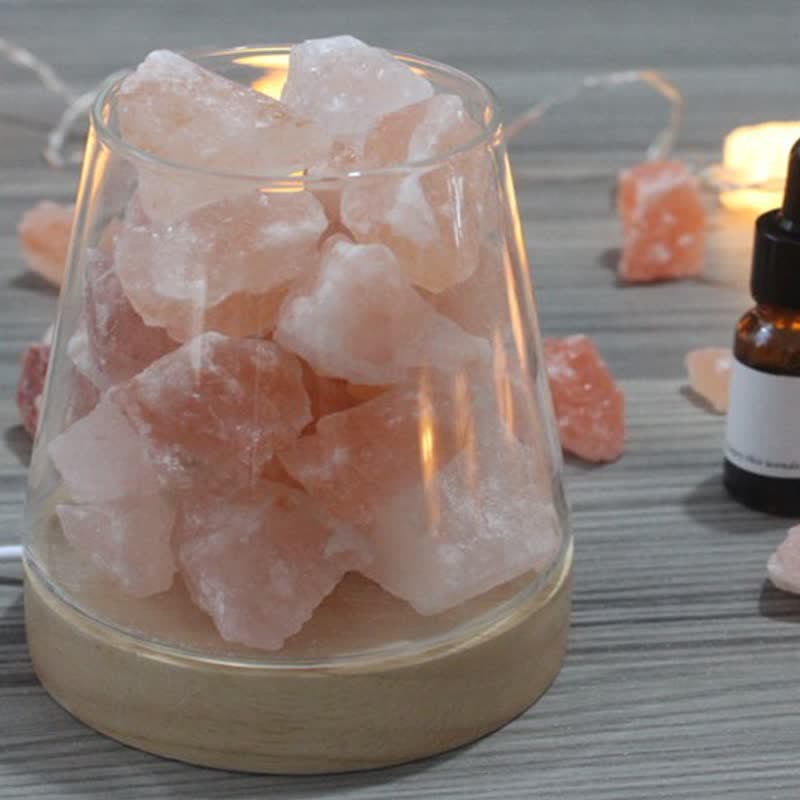 Olivenorma Calice di fuoco a forma di cristallo o lampada di sale rosa dell'Himalaya