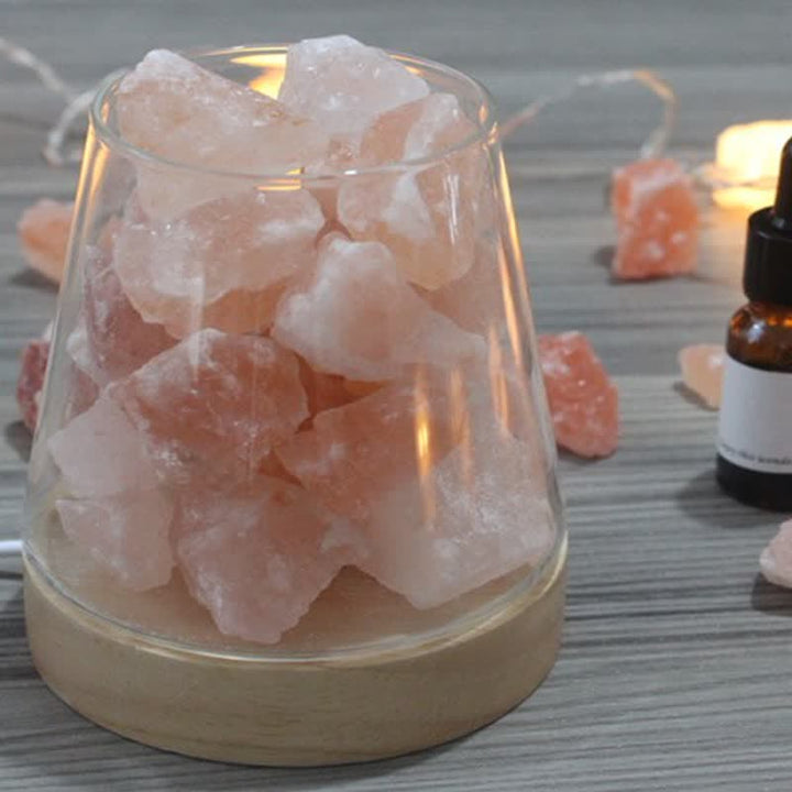 Olivenorma Calice di fuoco a forma di cristallo o lampada di sale rosa dell'Himalaya