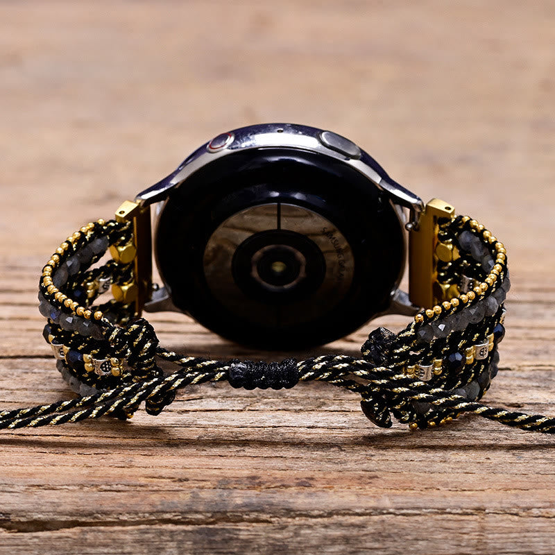 Bracciale Olivenorma con cinturino Samsung intrecciato nero con perline di cristallo 