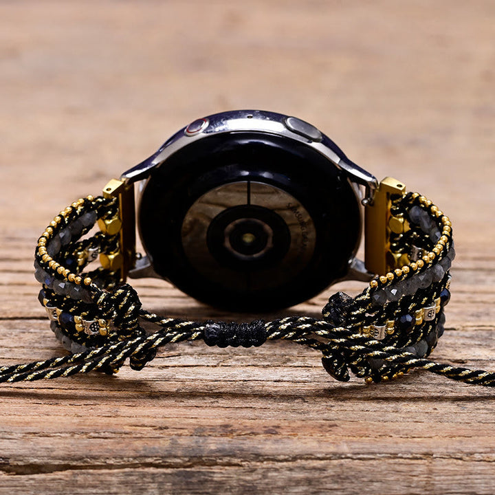 Bracciale Olivenorma con cinturino Samsung intrecciato nero con perline di cristallo 