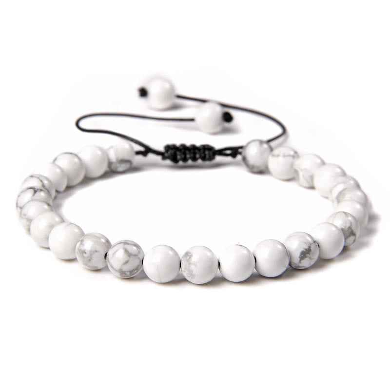Bracciale intrecciato con perline di pietra naturale Olivenorma da 6 mm 