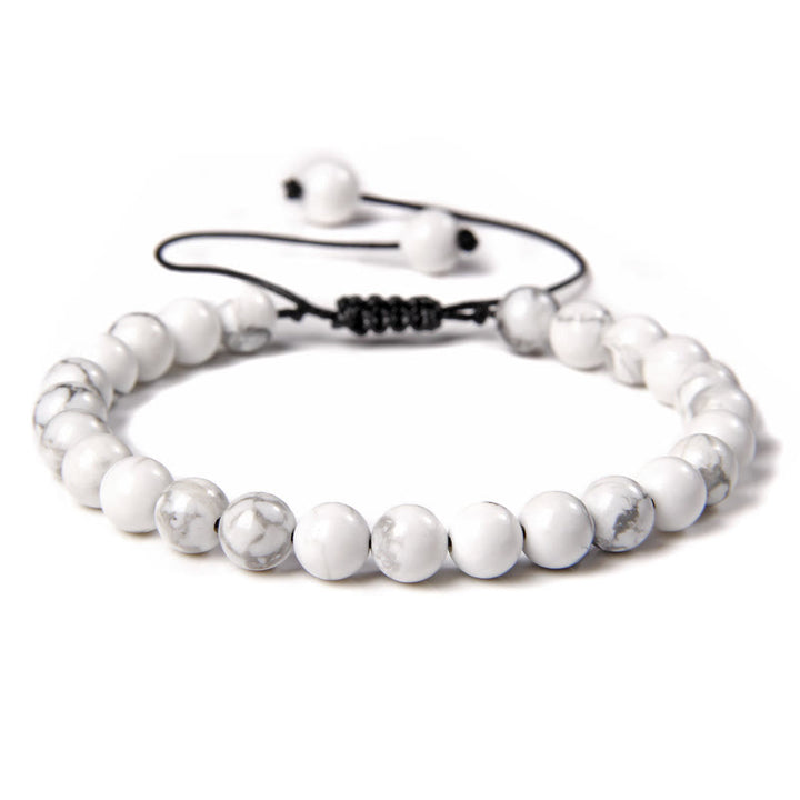 Bracciale intrecciato con perline di pietra naturale Olivenorma da 6 mm 