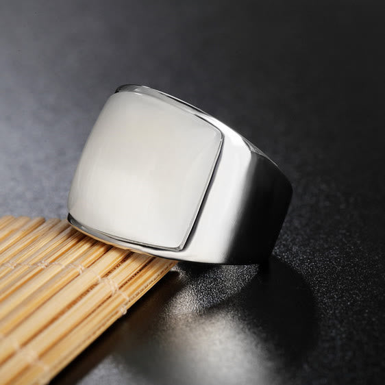 Anello in acciaio al titanio con pietra preziosa naturale Olivenorma