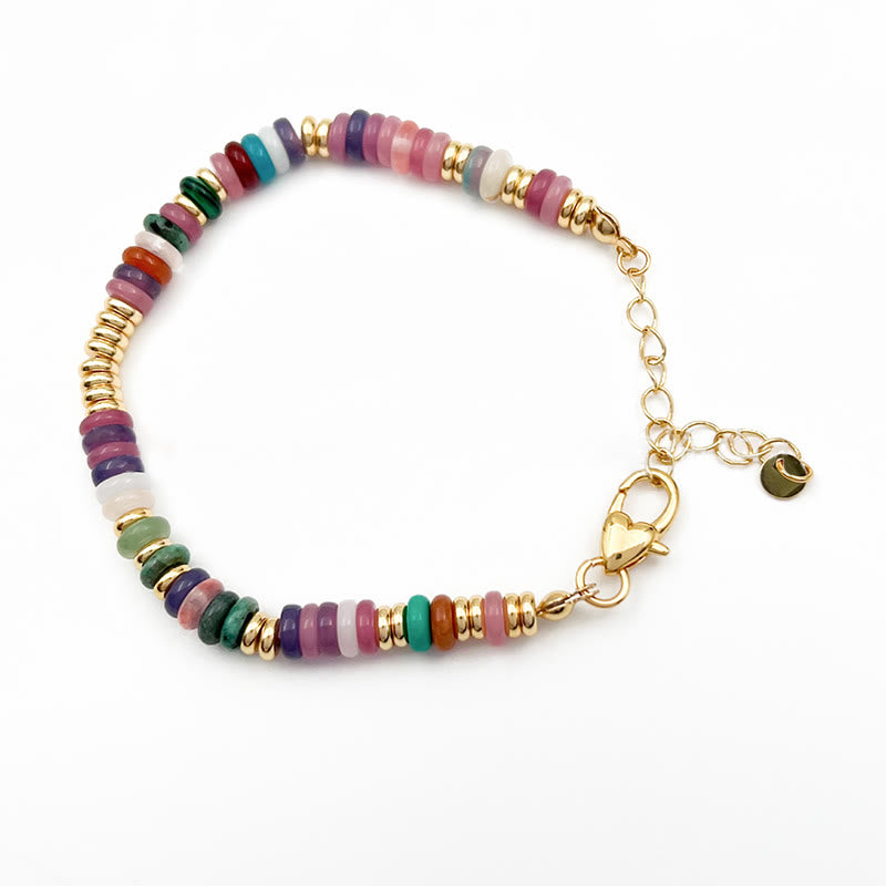 Olivenorma Boho Style Misto Cristallo Rotondo Perline Bracciale Collana Pietre Preziose