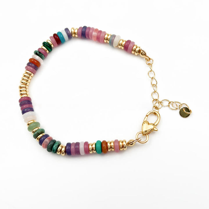 Olivenorma Boho Style Misto Cristallo Rotondo Perline Bracciale Collana Pietre Preziose