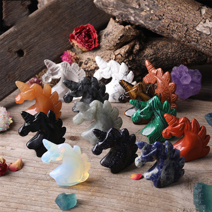 Olivenorma 2 pollici cristallo naturale unicorno figurina decorazione pietra preziosa 