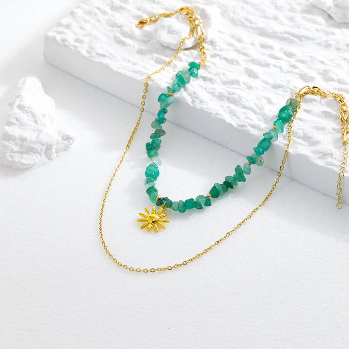 Collana a doppio strato con ciondolo suola in amazzonite naturale Olivenorma