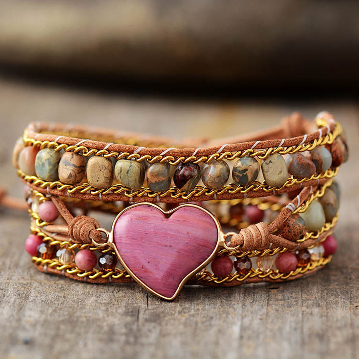 Bracciale avvolgente in rodonite Pure Love