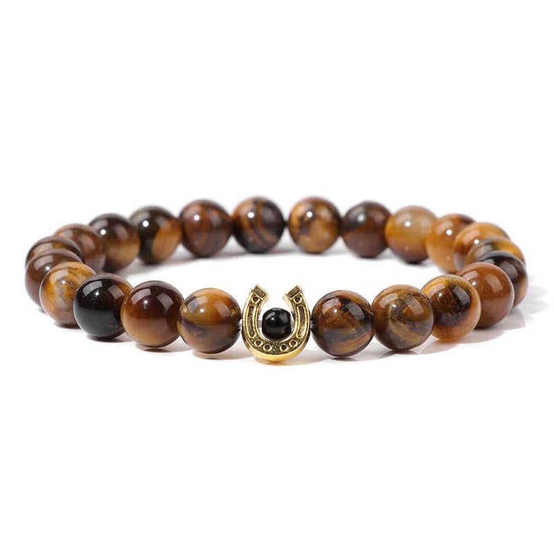 Olivenorma Bracciale con ciondolo a forma di ferro di cavallo con perline in pietra naturale da 8 mm 