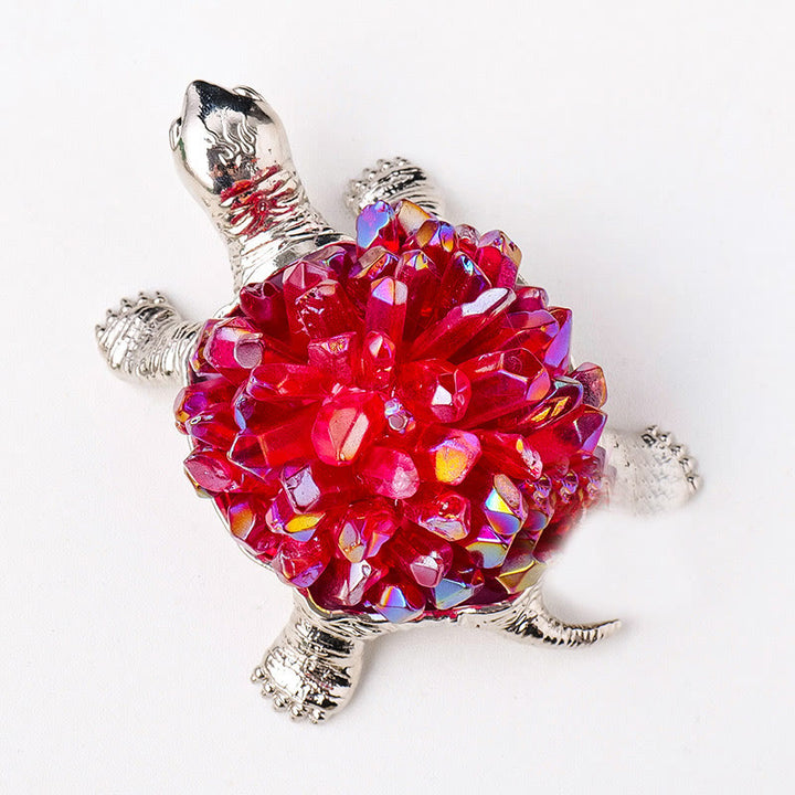Olivenorma Natural Crystal Cluster Turtle Ornament Lampada Decorazione con pietre preziose
