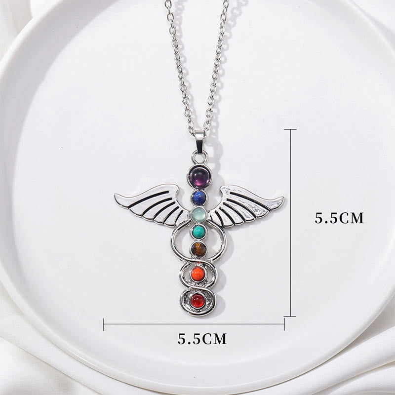 Collana di guarigione dei 7 chakra con ala Olivenorma