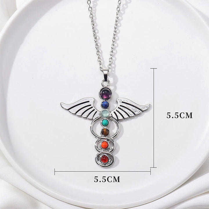 Collana di guarigione dei 7 chakra con ala Olivenorma