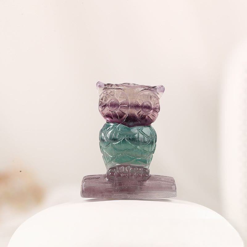 Ornamento gufo color caramella in fluorite Olivenorma 