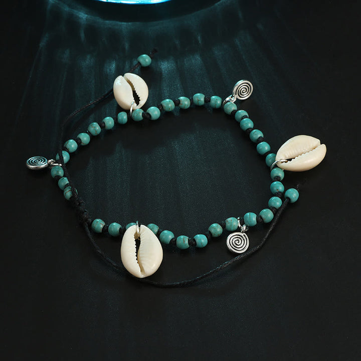Olivenorma Bracciale Cavigliera con Ciondolo in Perline di Turchese Naturale