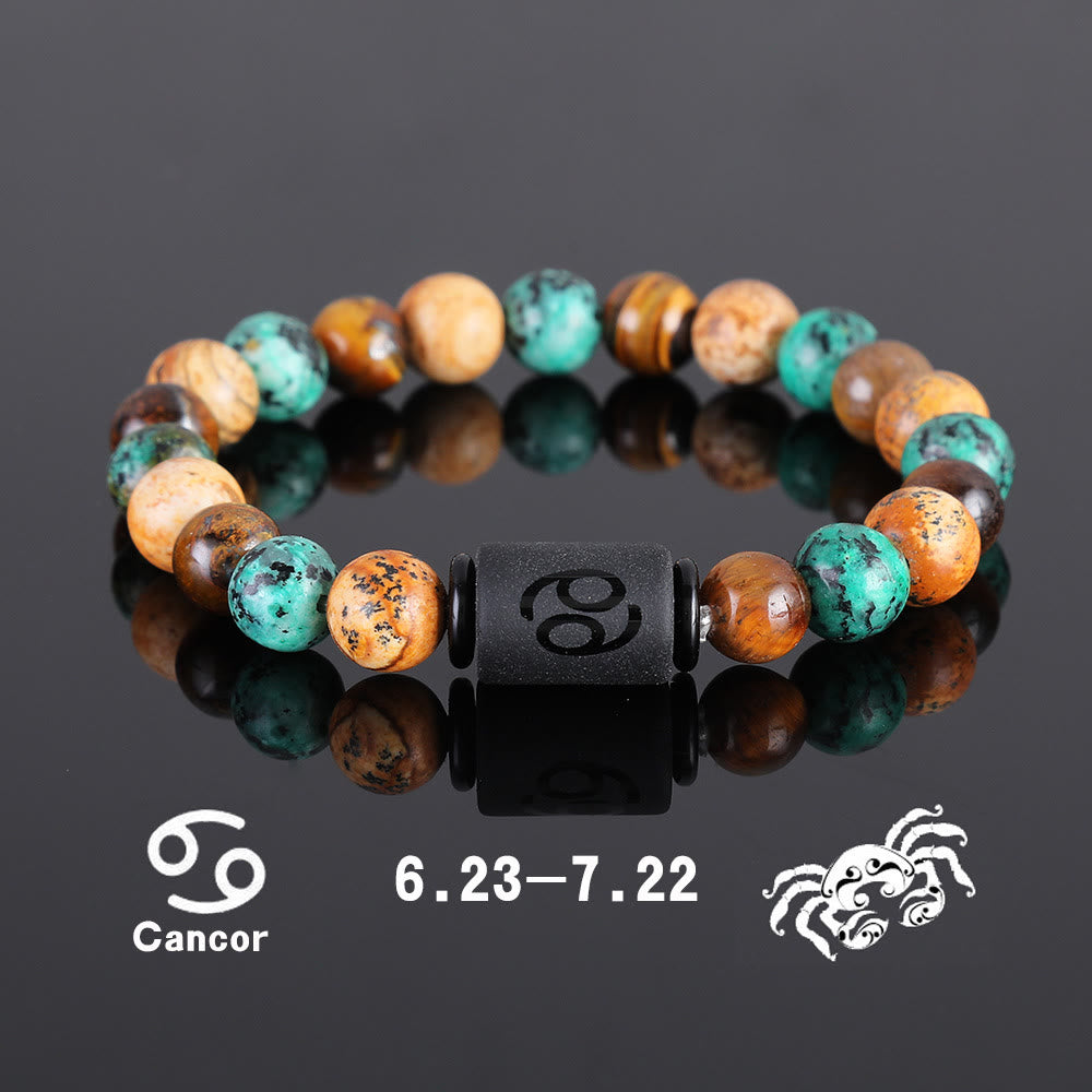 Bracciale con ciondolo zodiacale in bronzite con occhio di tigre Olivenorma