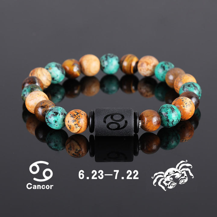 Bracciale con ciondolo zodiacale in bronzite con occhio di tigre Olivenorma