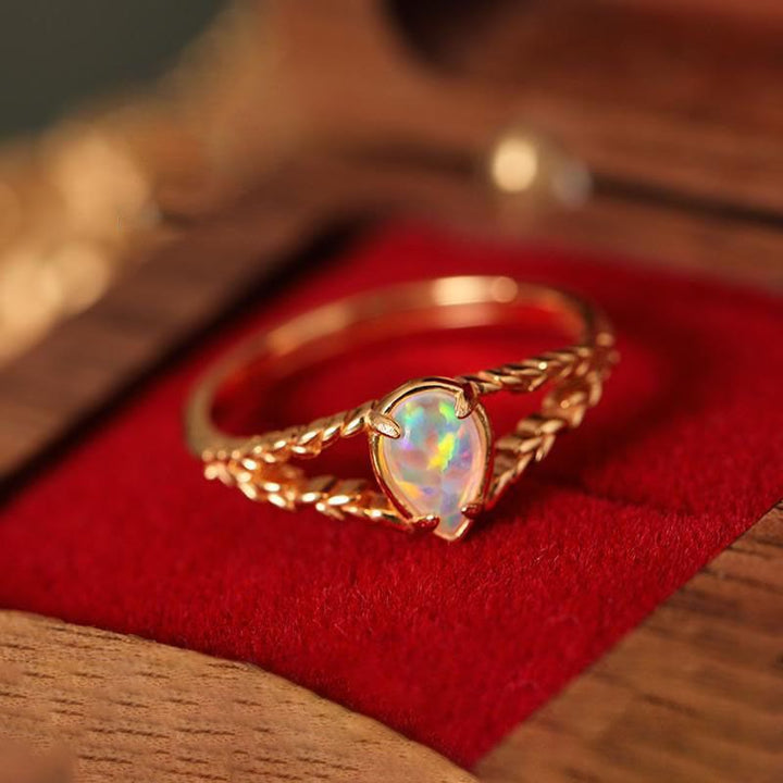 Anello Olivenorma Opal Stone Oro Hollow Grano 