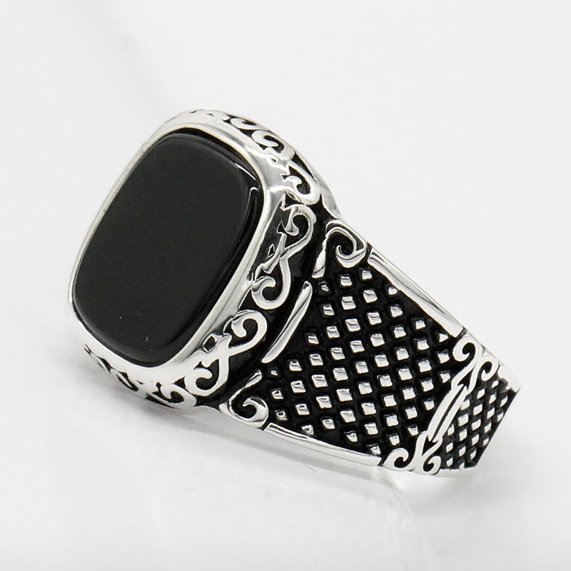 Olivenorma Anello da uomo in argento con onice nero, regalo fantastico