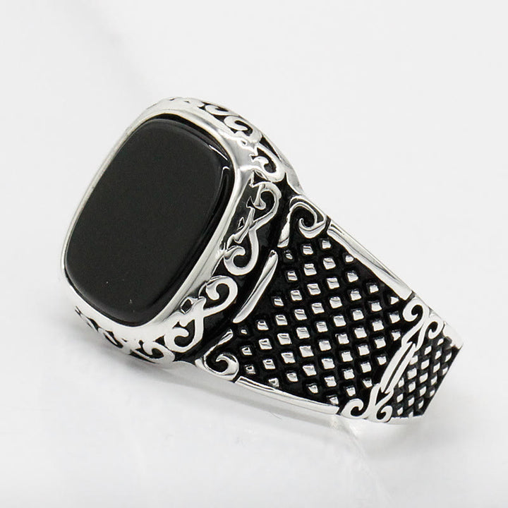 Olivenorma Anello da uomo in argento con onice nero, regalo fantastico