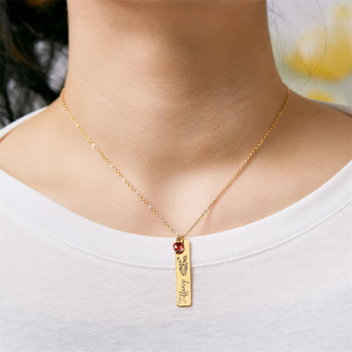 Olivenorma Collana personalizzata con fiore di nascita e pietra portafortuna con nome