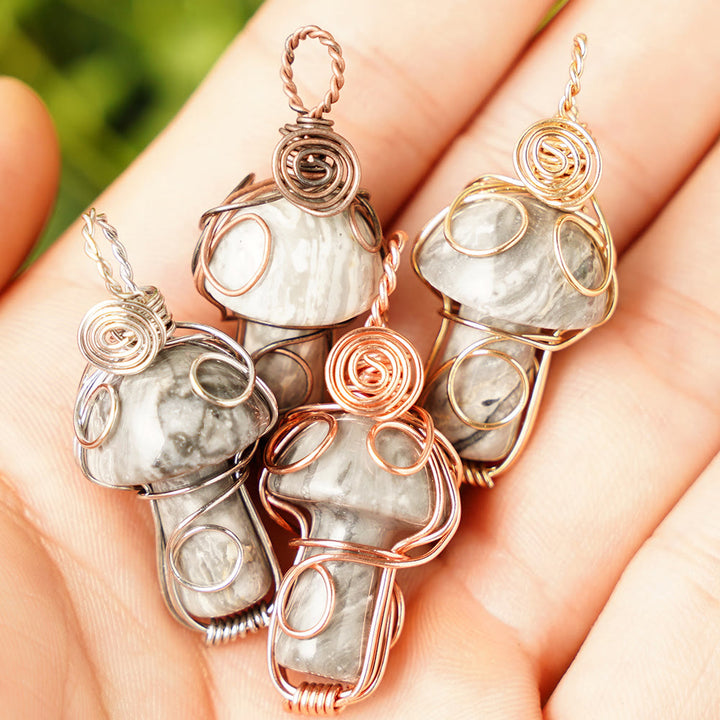 Collana con fungo in pietra curativa naturale Olivenorma