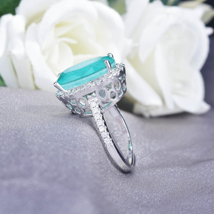 Olivenorma Anello di fidanzamento regolabile con tormalina Paraiba ovale grande