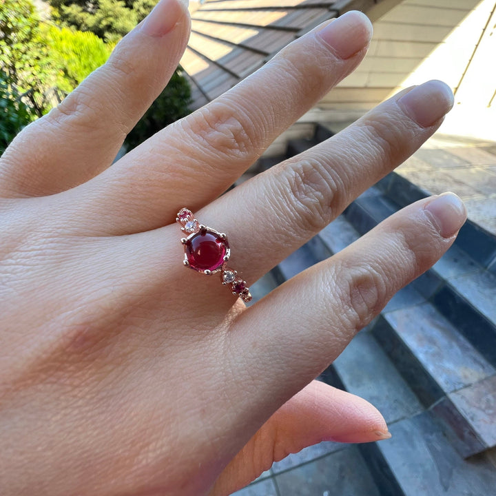 Anello di fidanzamento in argento 925 con granato Olivenorma