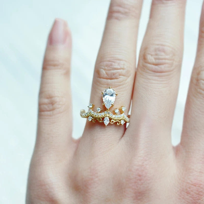 Anello di fidanzamento di lusso Olivenorma Crown Zircon 